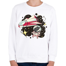 PRINTFASHION Űrhajós cica - Gyerek pulóver - Fehér