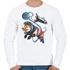 PRINTFASHION Űrhajós corgi - Férfi pulóver - Fehér férfi pulóver, kardigán
