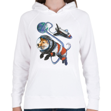 PRINTFASHION Űrhajós corgi - Női kapucnis pulóver - Fehér női pulóver, kardigán