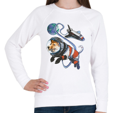 PRINTFASHION Űrhajós corgi - Női pulóver - Fehér női pulóver, kardigán