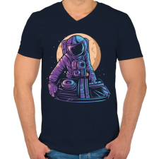 PRINTFASHION Űrhajós DJ - Férfi V-nyakú póló - Sötétkék férfi póló