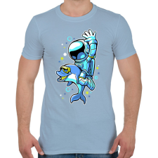 PRINTFASHION Űrhajós és a delfin - Férfi póló - Világoskék férfi póló