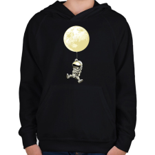 PRINTFASHION Űrhajós és a hold lufi - Gyerek kapucnis pulóver - Fekete gyerek pulóver, kardigán