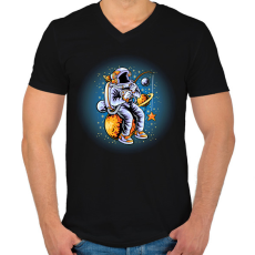 PRINTFASHION űrhajós - Férfi V-nyakú póló - Fekete
