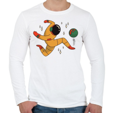 PRINTFASHION Űrhajós focista - Férfi hosszú ujjú póló - Fehér
