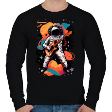 PRINTFASHION Űrhajós gitárral - Férfi pulóver - Fekete