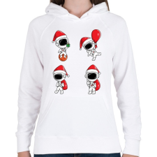 PRINTFASHION Űrhajós karácsonya - Női kapucnis pulóver - Fehér női pulóver, kardigán