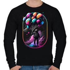 PRINTFASHION Űrhajós léggömbökkel - Férfi pulóver - Fekete férfi pulóver, kardigán