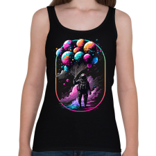PRINTFASHION Űrhajós léggömbökkel - Női atléta - Fekete női trikó