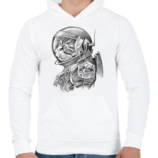 PRINTFASHION Űrhajós macska - Férfi kapucnis pulóver - Fehér férfi pulóver, kardigán