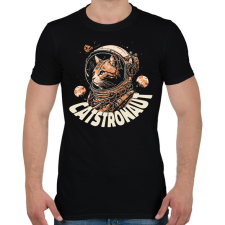 PRINTFASHION Űrhajós macska - Férfi póló - Fekete férfi póló