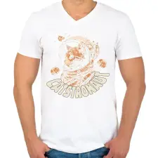 PRINTFASHION Űrhajós macska - Férfi V-nyakú póló - Fehér férfi póló