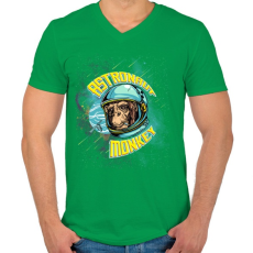PRINTFASHION Űrhajós majom - Férfi V-nyakú póló - Zöld