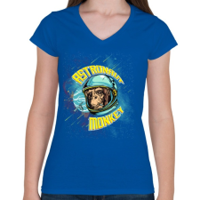 PRINTFASHION Űrhajós majom - Női V-nyakú póló - Királykék női póló