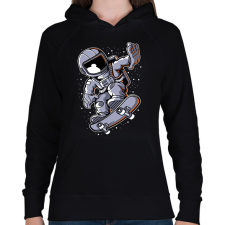 PRINTFASHION Űrhajós  - Női kapucnis pulóver - Fekete női pulóver, kardigán