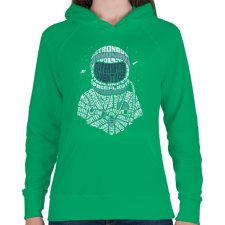 PRINTFASHION Űrhajós - Női kapucnis pulóver - Zöld női pulóver, kardigán