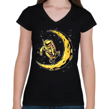 PRINTFASHION Űrhajós  - Női V-nyakú póló - Fekete női póló