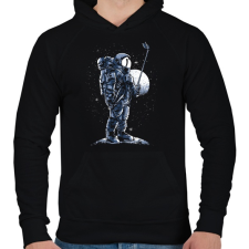 PRINTFASHION Űrhajós szelfi - Férfi kapucnis pulóver - Fekete férfi pulóver, kardigán