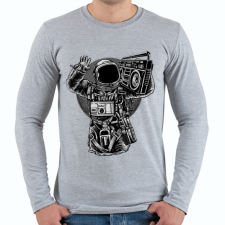 PRINTFASHION Űrhajós zenegép - Férfi hosszú ujjú póló - Sport szürke férfi póló