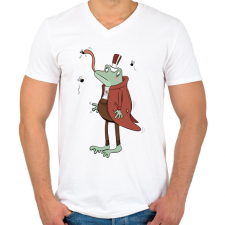 PRINTFASHION Úri béka - Férfi V-nyakú póló - Fehér férfi póló