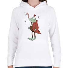 PRINTFASHION Úri béka - Női kapucnis pulóver - Fehér női pulóver, kardigán