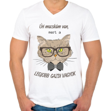 PRINTFASHION Úri macskám van - Férfi V-nyakú póló - Fehér férfi póló