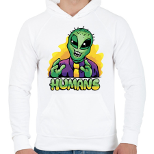 PRINTFASHION Űrlény mém - Férfi kapucnis pulóver - Fehér férfi pulóver, kardigán