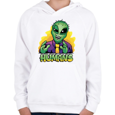 PRINTFASHION Űrlény mém - Gyerek kapucnis pulóver - Fehér