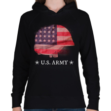 PRINTFASHION US ARMY - Női kapucnis pulóver - Fekete női pulóver, kardigán