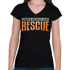 PRINTFASHION US&Rescue - Női V-nyakú póló - Fekete