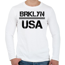 PRINTFASHION Usa brooklyn - Férfi hosszú ujjú póló - Fehér férfi póló