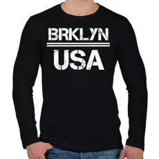 PRINTFASHION Usa brooklyn - Férfi hosszú ujjú póló - Fekete