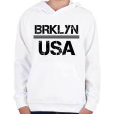 PRINTFASHION Usa brooklyn - Gyerek kapucnis pulóver - Fehér gyerek pulóver, kardigán