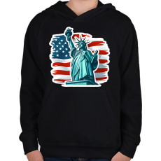 PRINTFASHION Usa liberty - Gyerek kapucnis pulóver - Fekete