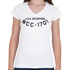 PRINTFASHION USS Enterprisee NCC - Női V-nyakú póló - Fehér