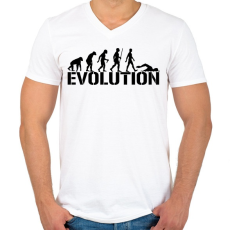 PRINTFASHION Úszás evolúció - Férfi V-nyakú póló - Fehér
