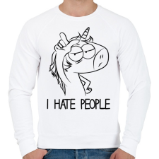 PRINTFASHION Utálom az embereket - Férfi pulóver - Fehér férfi pulóver, kardigán
