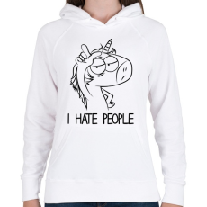 PRINTFASHION Utálom az embereket - Női kapucnis pulóver - Fehér