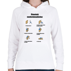 PRINTFASHION Útmutató medve támadásokhoz - Női kapucnis pulóver - Fehér