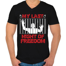 PRINTFASHION Utolsó szabad éjszaka 2 - Legénybúcsú - Férfi V-nyakú póló - Fekete