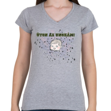 PRINTFASHION Úton az unokám! - Női V-nyakú póló - Sport szürke női póló