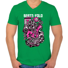 PRINTFASHION Ütős - Férfi V-nyakú póló - Zöld férfi póló