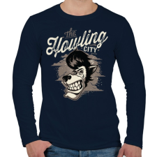 PRINTFASHION Üvöltés - Férfi hosszú ujjú póló - Sötétkék férfi póló