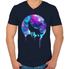 PRINTFASHION Üvöltés - Férfi V-nyakú póló - Sötétkék férfi póló