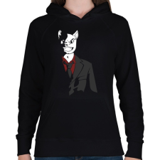 PRINTFASHION Üzlet Macska - Női kapucnis pulóver - Fekete női pulóver, kardigán