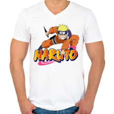 PRINTFASHION Uzumaki Naruto - Férfi V-nyakú póló - Fehér