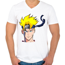 PRINTFASHION Uzumaki Naruto - Férfi V-nyakú póló - Fehér férfi póló