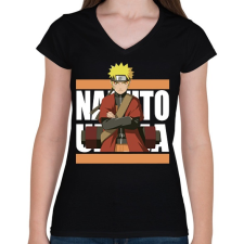 PRINTFASHION Uzumaki Naruto - Női V-nyakú póló - Fekete női póló