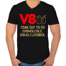 PRINTFASHION V8 benzin - Férfi V-nyakú póló - Fekete