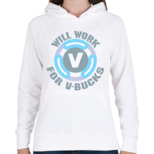 PRINTFASHION V-buck - Női kapucnis pulóver - Fehér női pulóver, kardigán